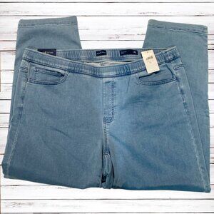 Pure Jill Slim Leg Ankle Pull On Jeans Women XL Blue Light Wash Stretch NWT